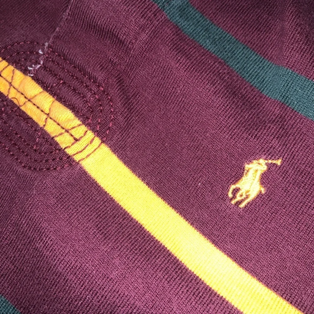 Polo Ralph Lauren Collar Maroon Yellow Striped Collegiate Rugby Polo M (12/14)
